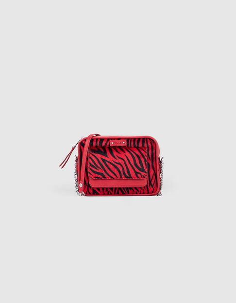 Women’s black & red zebra pony-look The Lover boxy bag