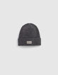 Gorro de punto de canalé gris para niño-2