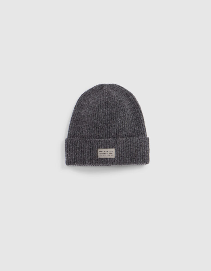Gorro de punto de canalé gris para niño-2