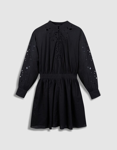 Zwarte opengewerkte geborduurde jurk voor dames - IKKS