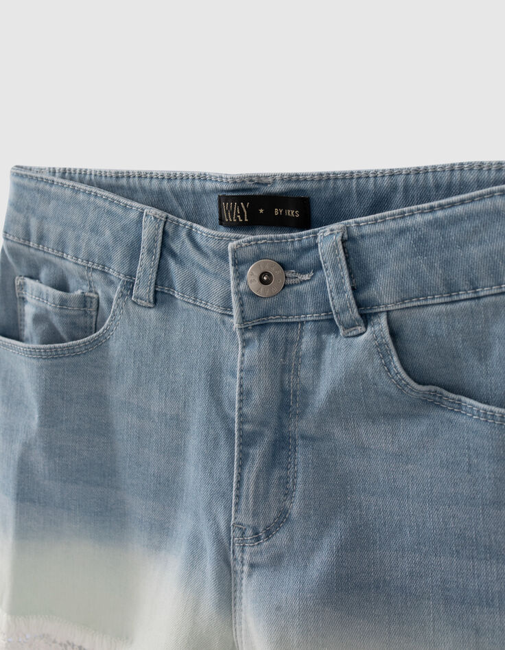 Jeansshort bio deep dye effect kanten boord meisjes-4 Jeansshort bio deep dye effect kanten boord meisjes-4