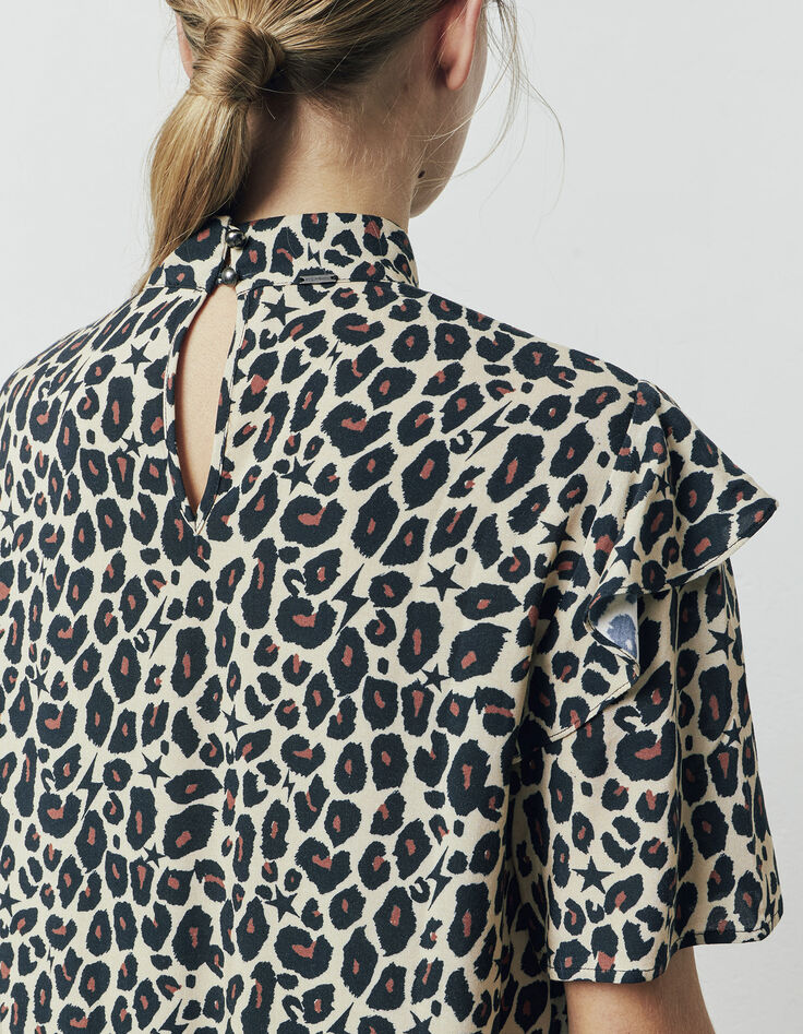 Viskosekleid mit Leopardentupfen und Sternen -5