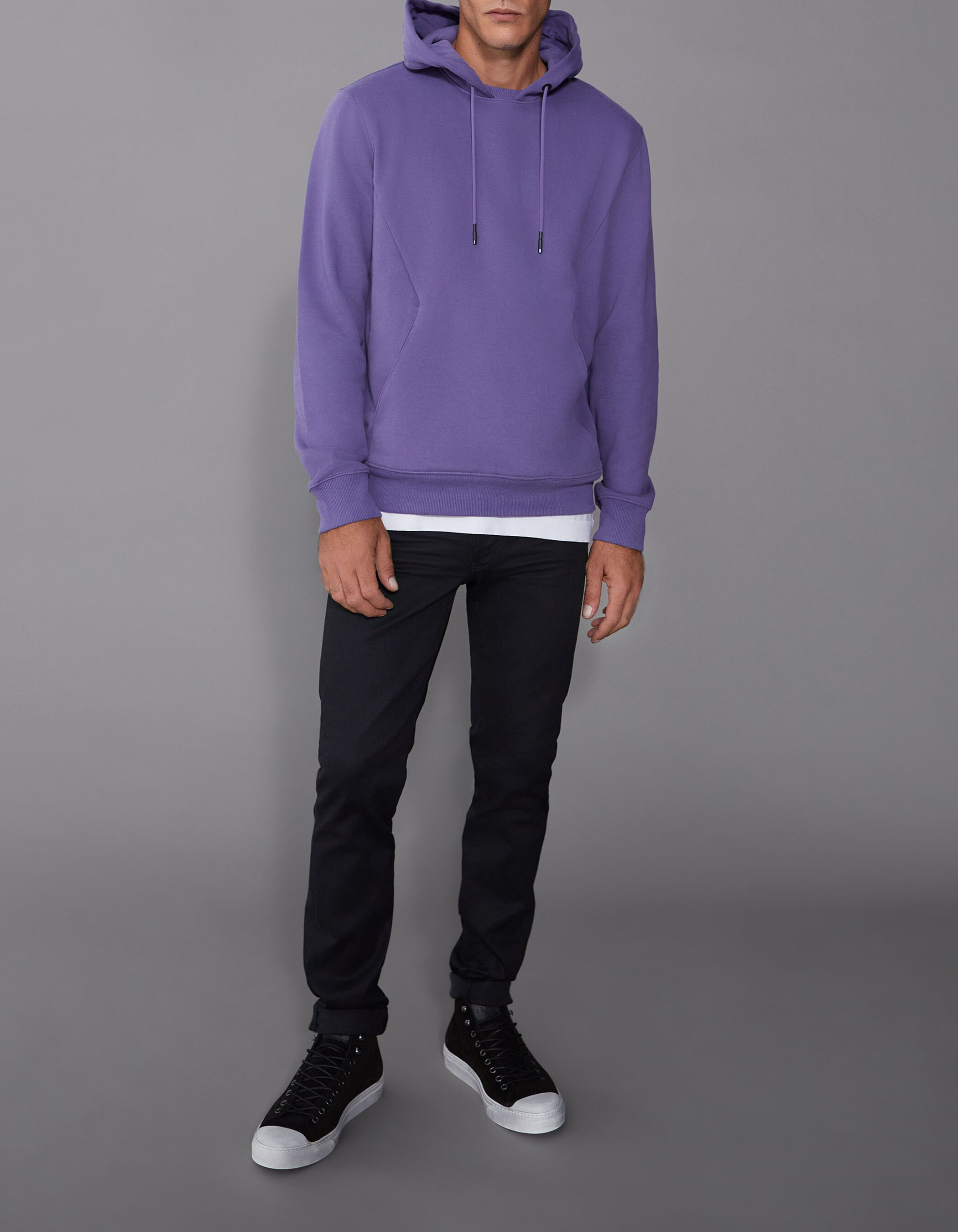 Sweat violet capuche molleton Homme