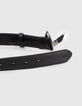 Zwarte leren riem iconische visgraatgesp Dames-3