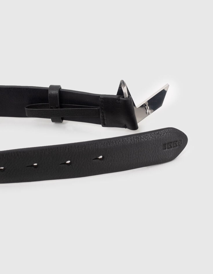 Zwarte leren riem iconische visgraatgesp Dames-3
