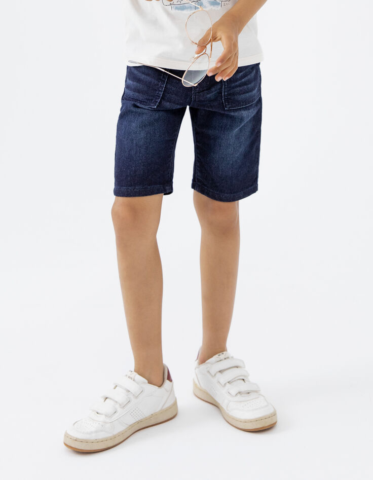 Ungebleichte Jungenjeansbermudas mit Kordelzug -2