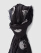 Fular gris jacquard calaveras mujer-3