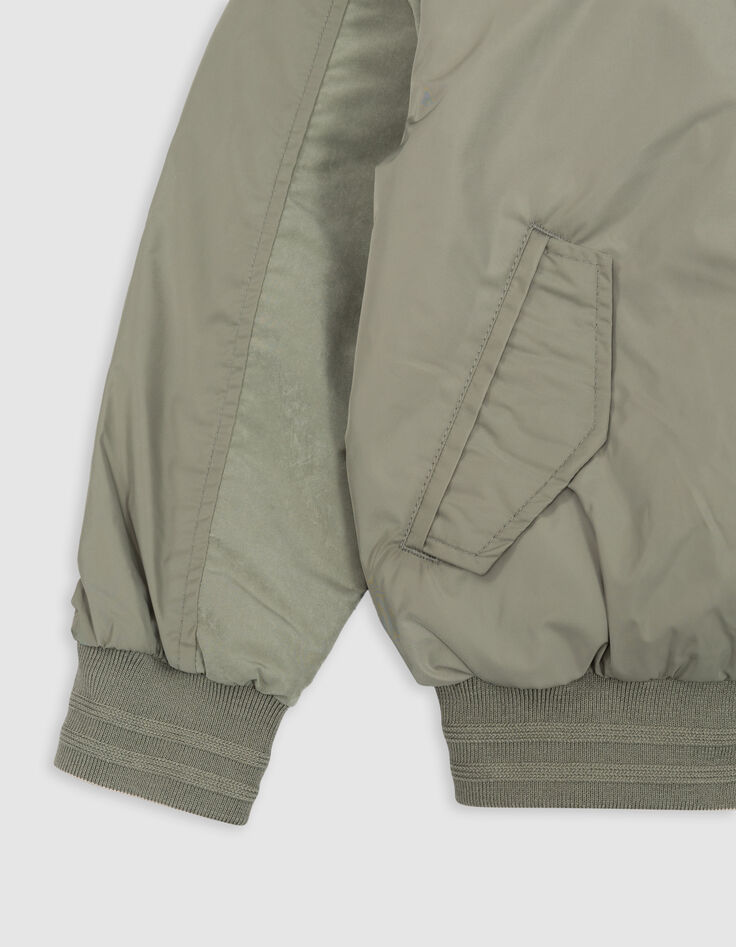 Reversible khaki and beige jacket for boy-7
