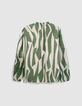 Blouse verte imprim&eacute; graphique Femme-2