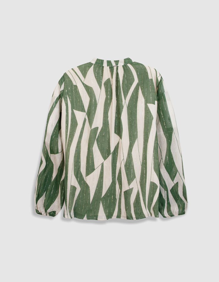 Blouse verte imprim&eacute; graphique Femme-2