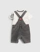 Ensemble salopette en jean et T-shirt damier bébé garçon-2