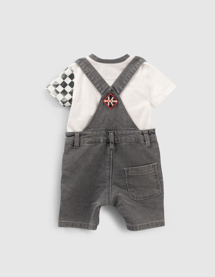 Set jeanstuinbroek en geblokt T-shirt babyjongens - IKKS