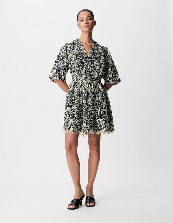 Robe chic marine dentelle &eacute;crue Femme-2