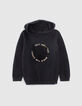 Pull navy tricot floqu&eacute; tigre &agrave; capuche gar&ccedil;on-2