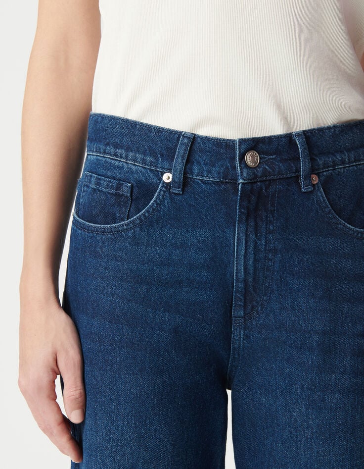 Damesblauwe boyfriendjeans met bijsnijding-5
