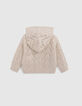 Strickjacke, Beige, Reißverschluss, Strick, Baby Mädchen-3