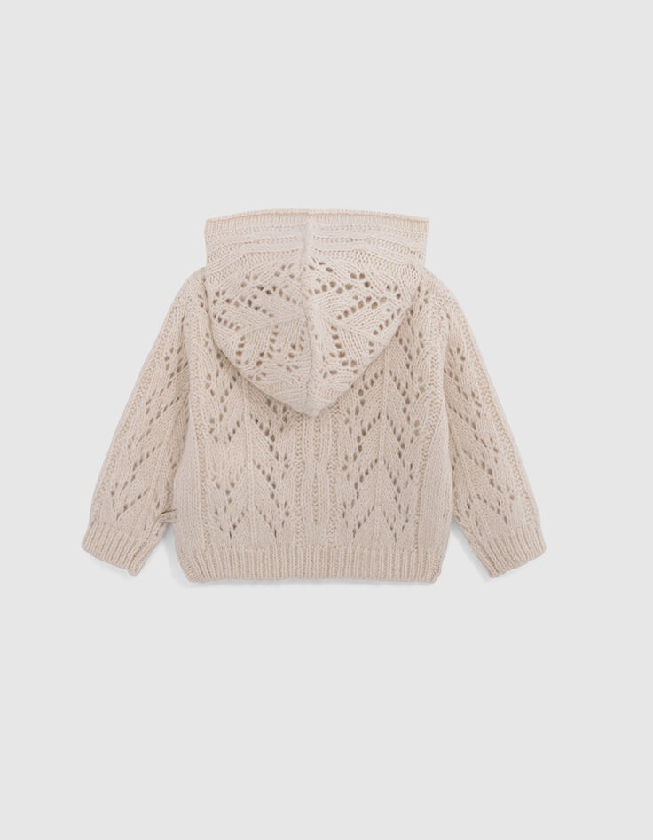 Strickjacke, Beige, Reißverschluss, Strick, Baby Mädchen-3