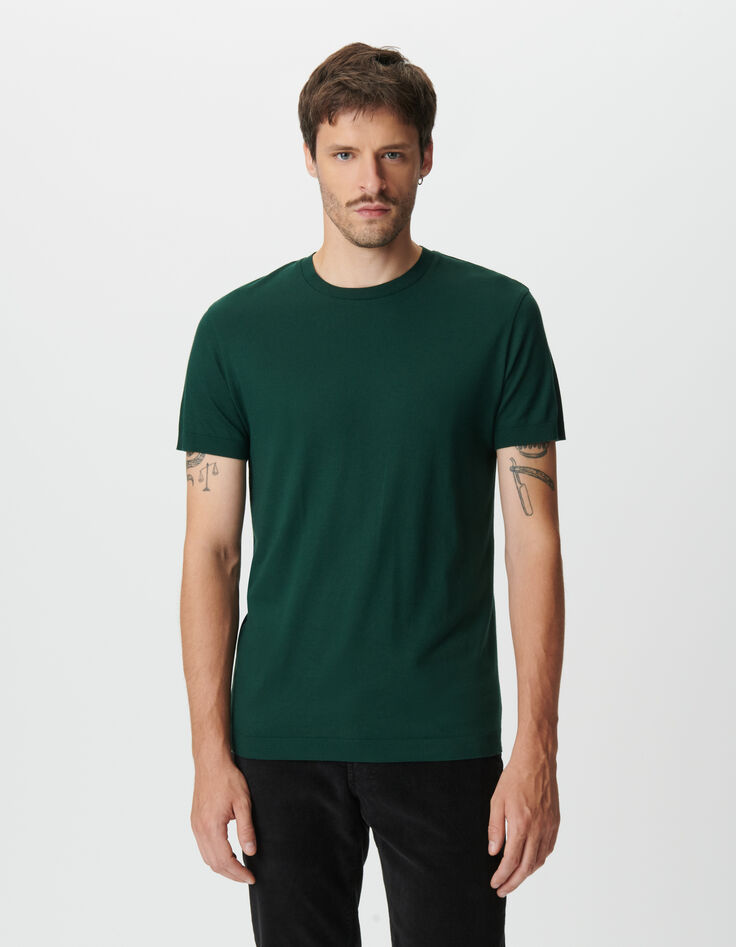 Groen T-shirt korte mouwen katoen-modal Heren-2