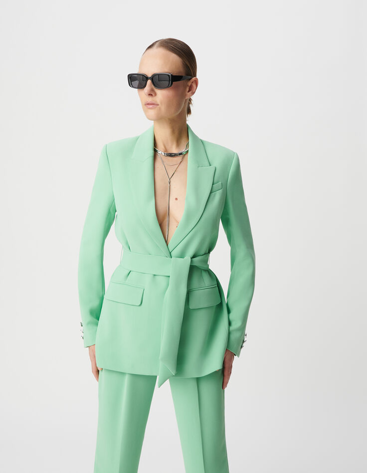 Grüne Anzugjacke aus recyceltem Polyester für Damen-2