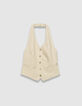 Women’s beige pinstripe backless suit waistcoat-5
