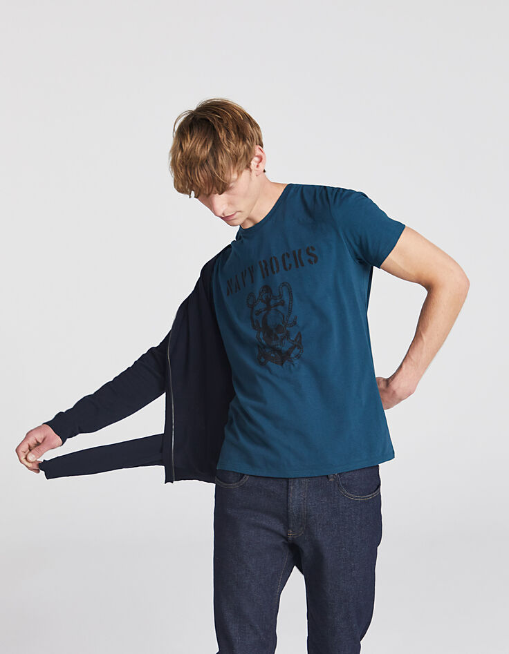 Men's’ teal blue anchor T-shirt-1
