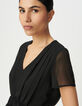 Top noir à smocks manches courtes-4