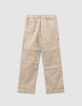 Pantalón jogger loose beige detalles pana niño-3