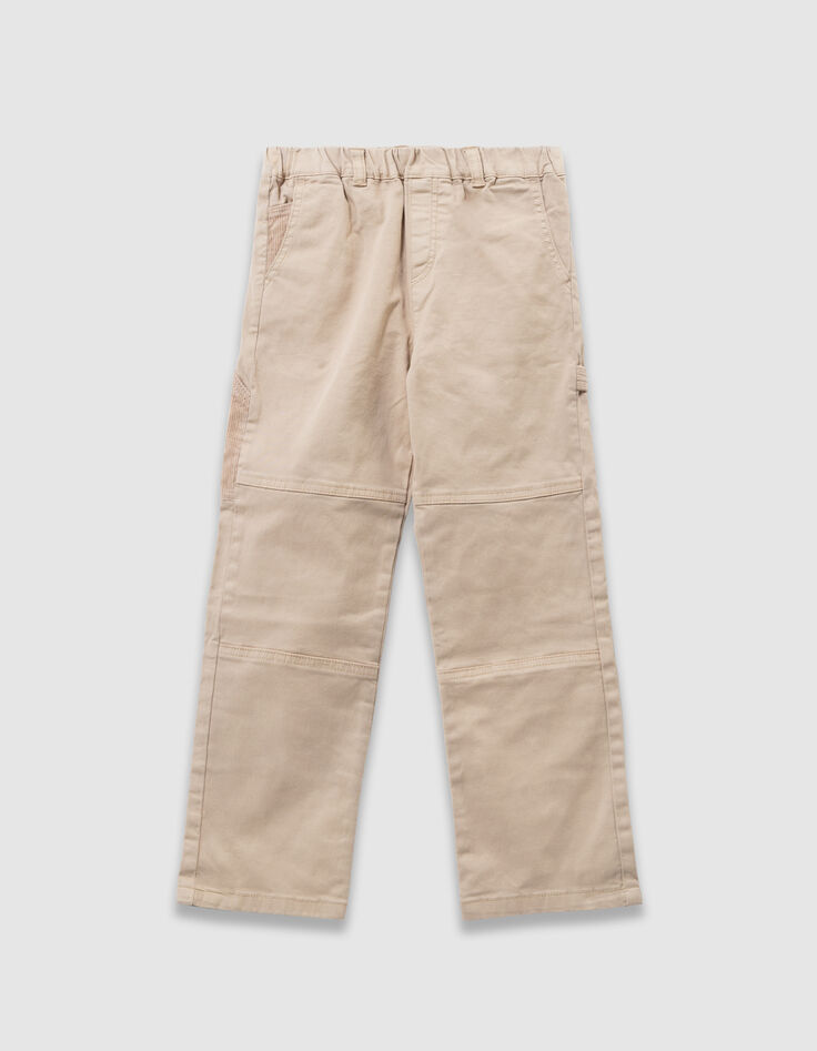 Pantalón jogger loose beige detalles pana niño-3