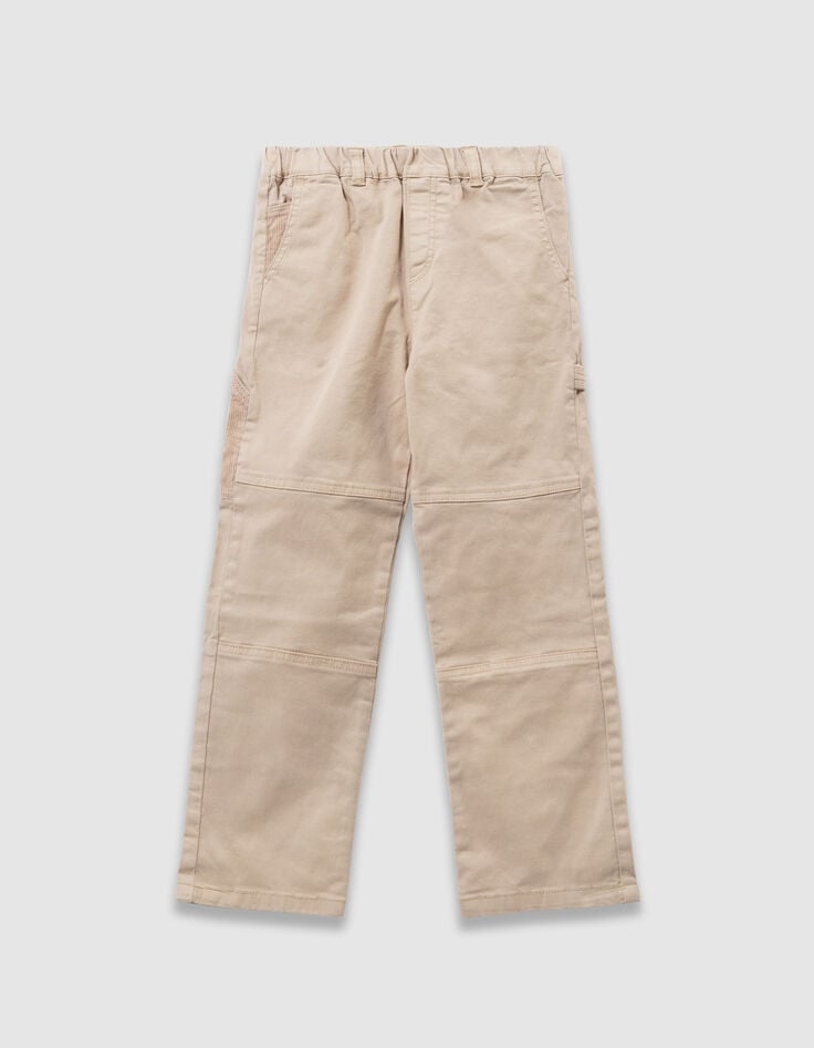 Pantalón jogger loose beige detalles pana niño-3 Pantalón jogger loose beige detalles pana niño-3