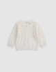 Cardigan ecru knit lurex openwork baby girl-1