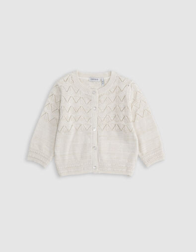 Cardigan ecru knit lurex openwork baby girl - IKKS