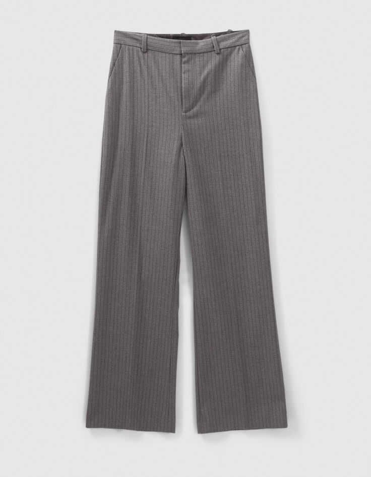 Pantalon de costume flare gris à rayures tennis Femme-5