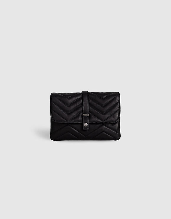 Women’s 1440 SMALL WAITRESS black quilted chevron leather wallet