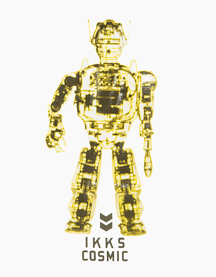 Camiseta blanco roto con robot niño -3