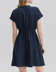 Robe marine recyclée ganses dentelle Femme-3