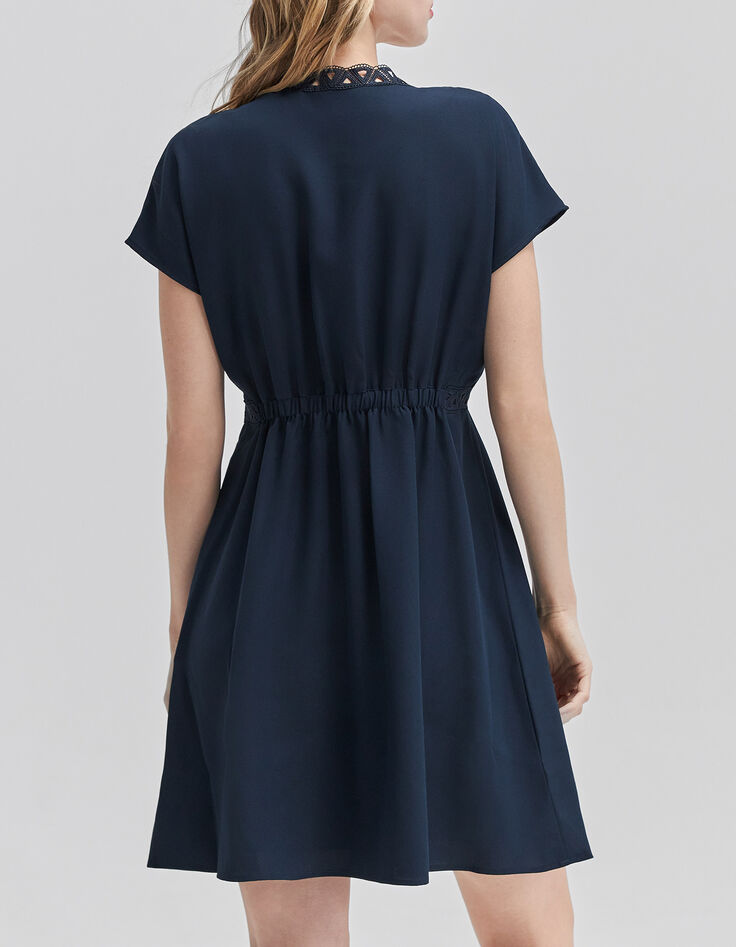 Robe marine recyclée ganses dentelle Femme-3 Robe marine recyclée ganses dentelle Femme-3
