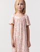 Langes rosa Kleid mit floralem Kaschmirprint-1