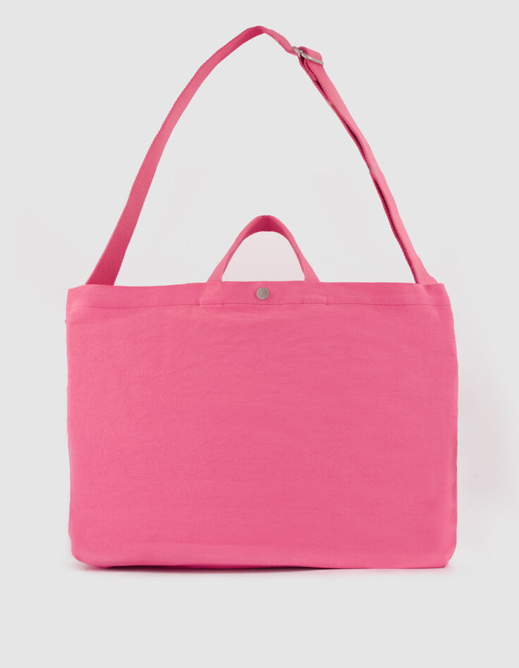Sac totebag rose toile broderie Femme-4