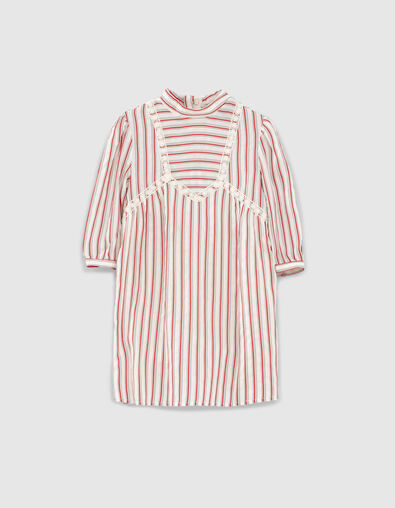 Robe écrue mini me à rayures rouges et noires fille  - IKKS