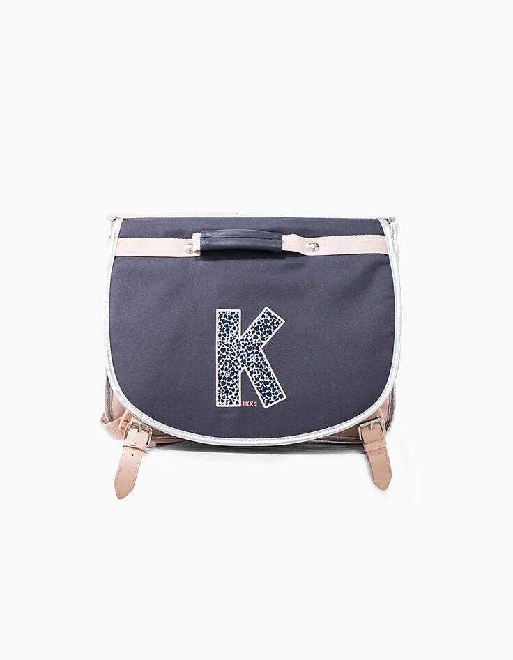 Cartable 38 cm rose poudré et navy K fille-1