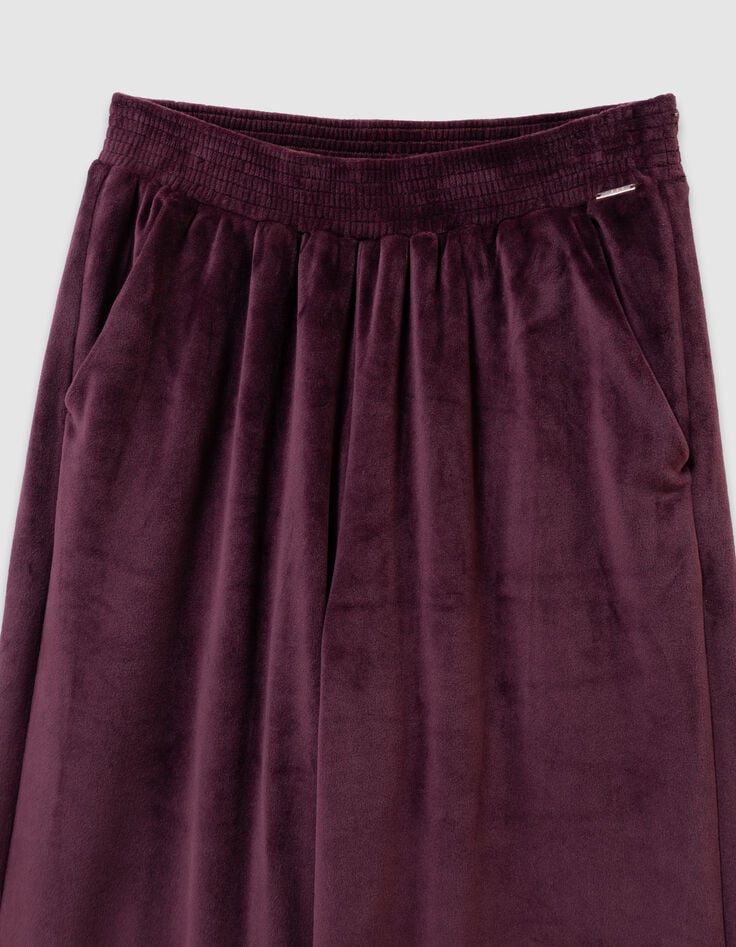 Girls’ burgundy velvet wide-leg joggers-4 Girls’ burgundy velvet wide-leg joggers-4