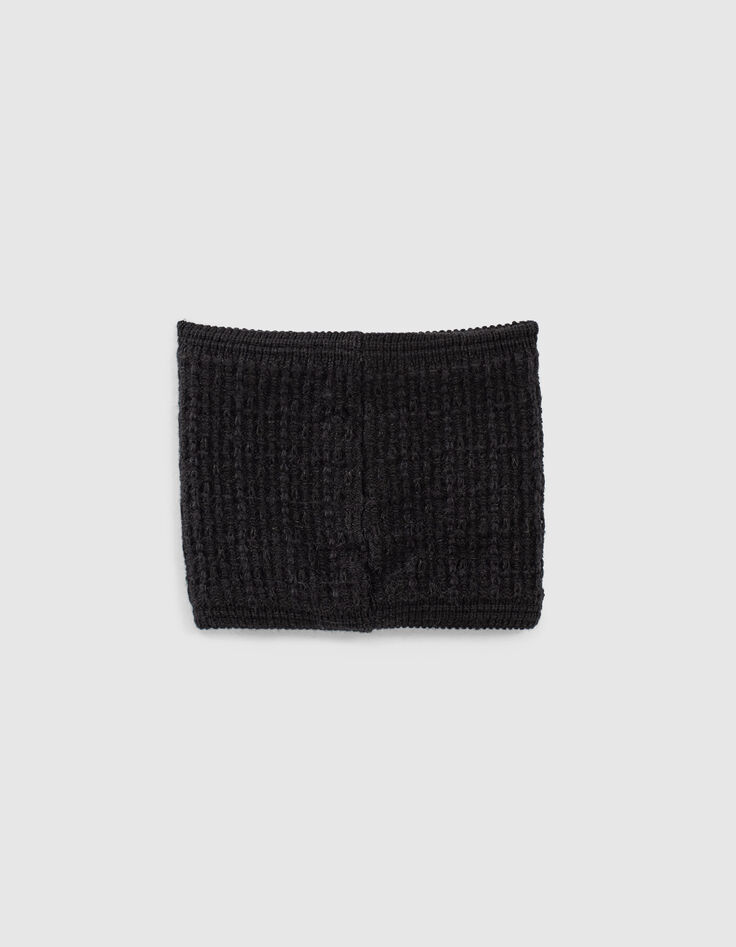 Snood noir tricot fantaisie fourré fille-3