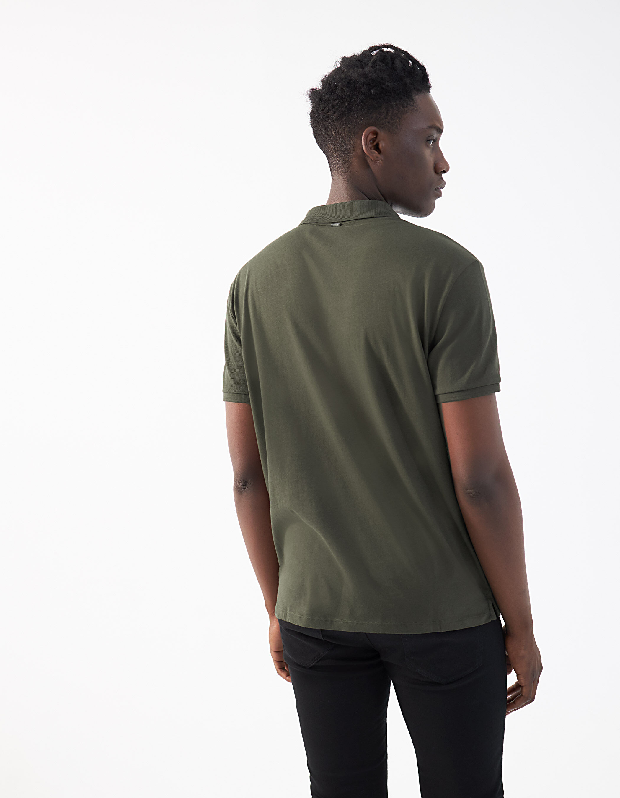 Men s bronze mixed fabric IKKS BETTER polo shirt