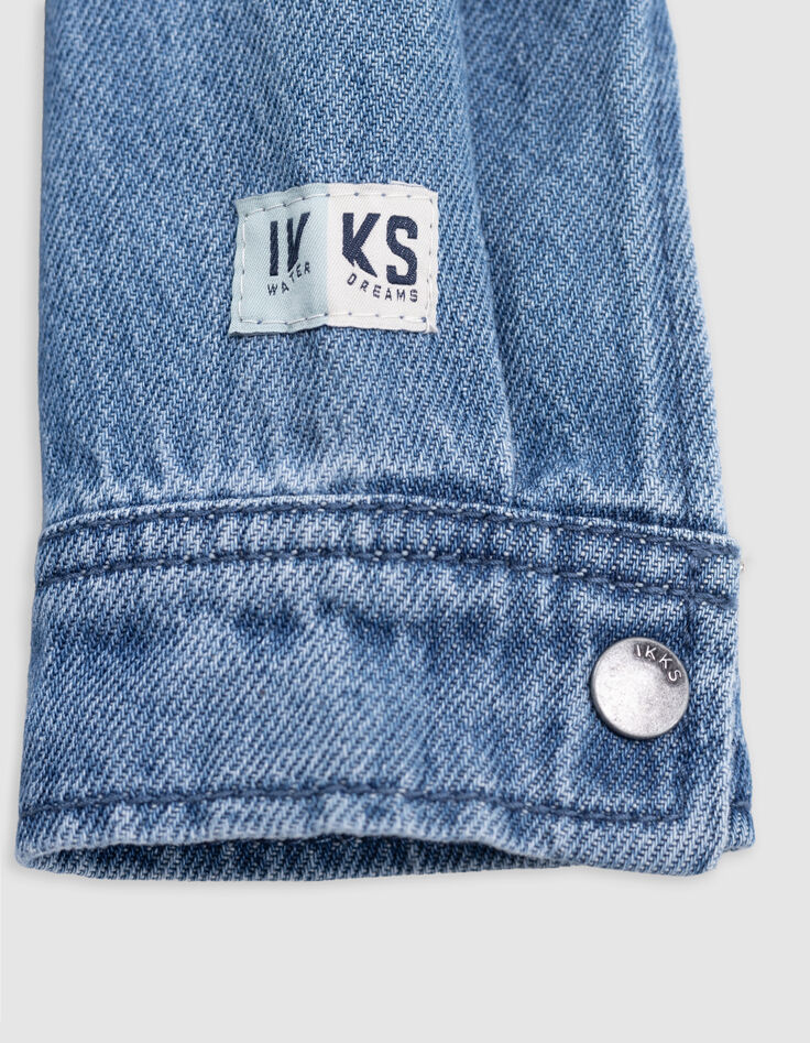 Blauw jeanshemd Waterless met kap jongens-7