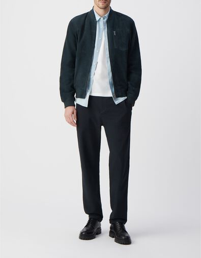 Men&rsquo;s ink suede bomber jacket - IKKS