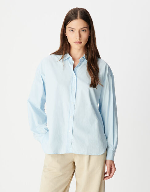 Camisa azul cielo de manga larga para mujer - IKKS