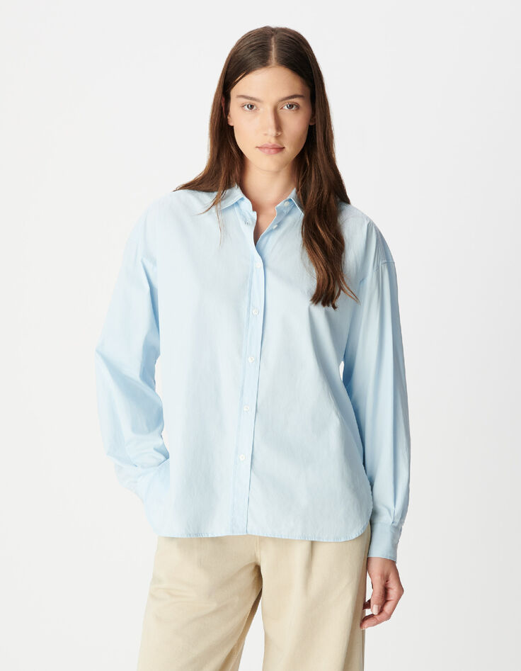 Women's Sky Blue Long-Sleeve Shirt-2