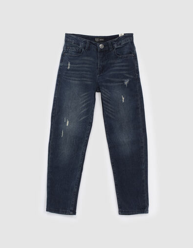 Vintage blue straight jeans slijtplekken jongens  - IKKS