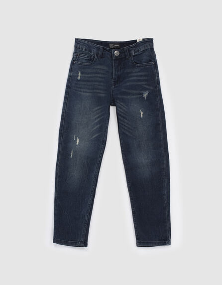 Boys’ vintage blue straight jeans with placed wear 