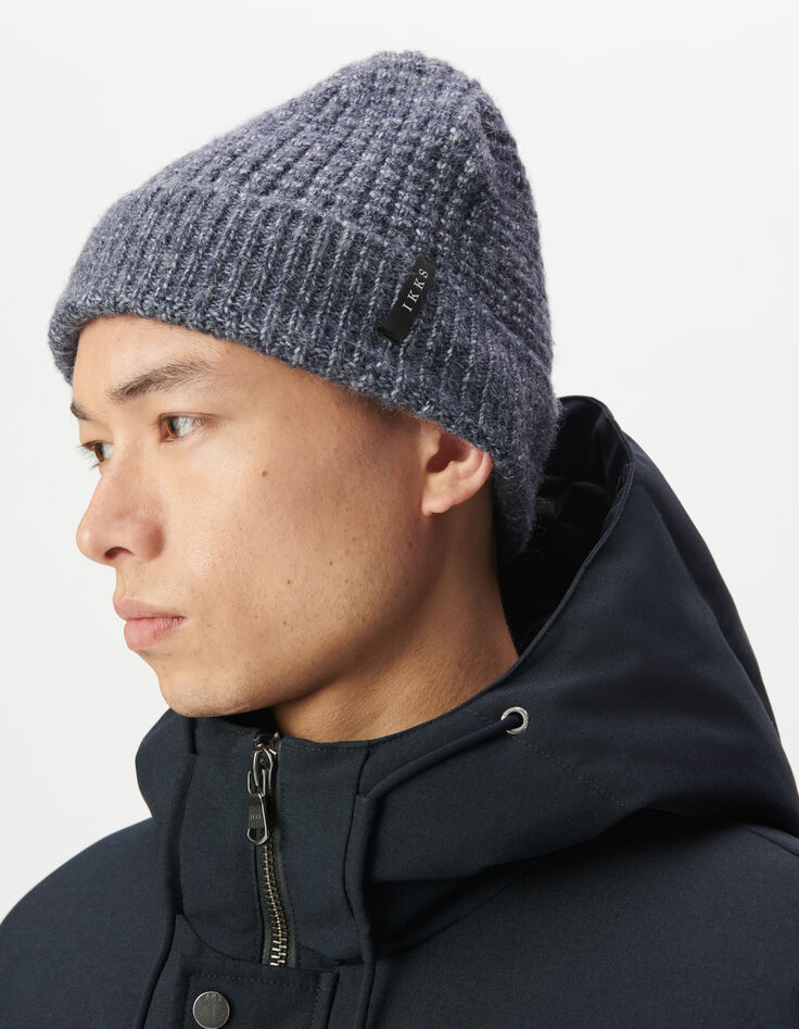 Gorro azul punto acanalado vuelta hombre-6 Gorro azul punto acanalado vuelta hombre-6